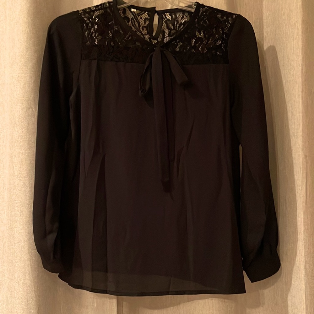 Black sheer long sleeve blouse